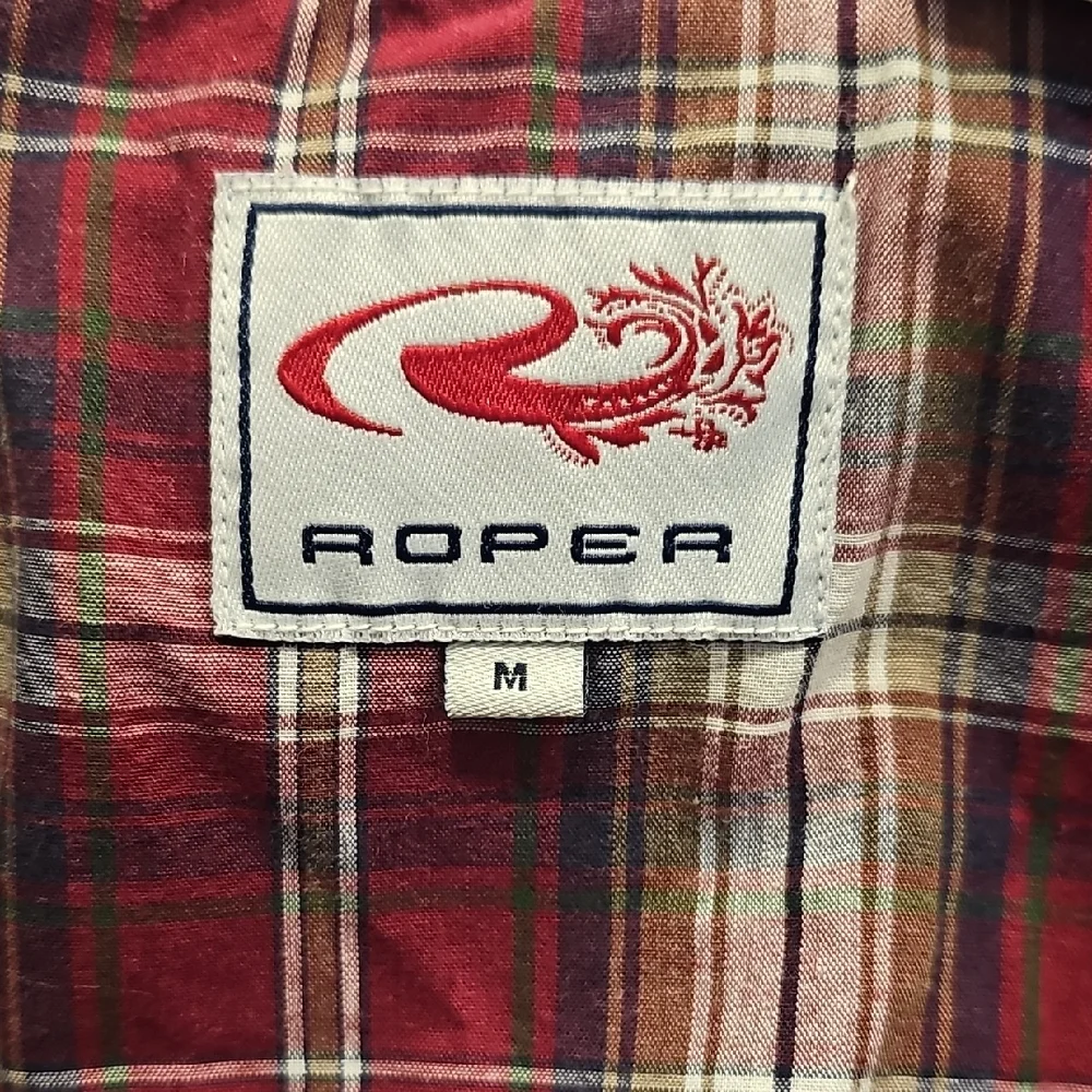 Roper Women's Long Sleeve Wine/Burgundy/Maroon Plaid Western Shirt, Pearl Snaps - Picture 6 of 9